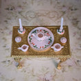 Load image into Gallery viewer, OOAK 7-Pc Pink Strawberry Tea Service with Candlesticks Dollhouse Miniature Set