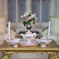 Load image into Gallery viewer, OOAK 7-Pc Pink Strawberry Tea Service with Candlesticks Dollhouse Miniature Set