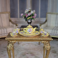 Load image into Gallery viewer, RESERVED IRENE ONLY Beate Wickert OOAK Rococo Yellow Floral Tea Service Dollhouse Miniature Set