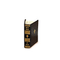 Load image into Gallery viewer, Black leather-bound book with gold embossed text and cross on a white background