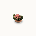 Load image into Gallery viewer, Flowering Pink African Violet Plant in Planter Pot Fuzzy Leaves Artisan Vintage