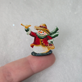 Load image into Gallery viewer, Miniature Snowman Figurine – Karen Markland 2006 held on a finger