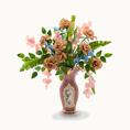 Load image into Gallery viewer, Signed Ron Benson 1987 Painted English Victorian Rose Vase with Artisan Floral Arrangement