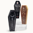 Load image into Gallery viewer, Miniature Coffin Trio OOAK Wooden Halloween Decor with Painted Skulls, Bats & Gothic Designs