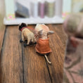 Load image into Gallery viewer, Aleah Klay Mouse with Lion Pull Toy OOAK Miniature c.2012