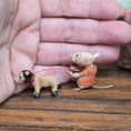 Load image into Gallery viewer, Aleah Klay Mouse with Lion Pull Toy OOAK Miniature c.2012