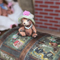 Load image into Gallery viewer, Aleah Klay Rose Hat Sculpted Clay Toy Teddy Bear OOAK 2014