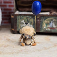 Load image into Gallery viewer, Aleah Klay Sad, Pouty Teddy Bear with Blue Balloon OOAK Miniature 2013 Sculpted