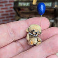 Load image into Gallery viewer, Aleah Klay Sad, Pouty Teddy Bear with Blue Balloon OOAK Miniature 2013 Sculpted