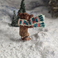 Load image into Gallery viewer, Aleah Klay Bear Cub with Scarf Ready for a Hug OOAK Miniature 2014