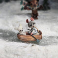 Load image into Gallery viewer, Aleah Klay Mouse in Row Boat with Teddy Bear OOAK Miniature c.2012