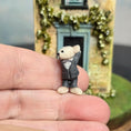 Load image into Gallery viewer, Aleah Klay White Teddy Bear in Tuxedo OOAK Miniature 2013