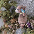 Load image into Gallery viewer, Aleah Klay Brown Bear with Blue Butterfly OOAK Miniature 2013