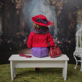 Load image into Gallery viewer, Julie Campbell IGMA Red Hat Society Lady Seated Doll with Purse & Gloves
