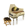 Load image into Gallery viewer, Hand-Painted Wood Harpsichord & Velvet Gold-leaf Bench by June Clinkscales