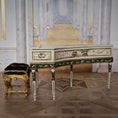 Load image into Gallery viewer, Hand-Painted Wood Harpsichord & Velvet Gold-leaf Bench by June Clinkscales