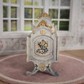 Load image into Gallery viewer, Painted Baby Blue Antique-Style Cradle Dressed with Silk Bedding Bluette Meloney