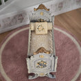 Load image into Gallery viewer, Painted Baby Blue Antique-Style Cradle Dressed with Silk Bedding Bluette Meloney