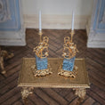 Load image into Gallery viewer, Pair of Miniature Louis XV Bronze & Marble Mermaid Putti Candelabras by David Iriarte