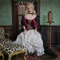 Load image into Gallery viewer, Belle Epoque Blonde in Lace & Crimson Silk Corset Porcelain Dollhouse Doll