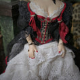 Load image into Gallery viewer, Belle Epoque Blonde in Lace & Crimson Silk Corset Porcelain Dollhouse Doll