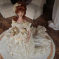 Load image into Gallery viewer, Victorian Porcelain Dollhouse Lady Doll in Ivory Lace Gown with Train, Fan