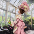 Load image into Gallery viewer, Victorian Porcelain Lady Dollhouse Doll in Rose Silk & Lace Garden Gown, Hat
