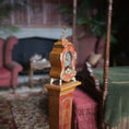 Load image into Gallery viewer, Geoffrey Wonnacott Working Burl Wood Clock with Pedestal Stand Gold-plated Accents