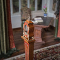 Load image into Gallery viewer, Geoffrey Wonnacott Working Burl Wood Clock with Pedestal Stand Gold-plated Accents