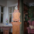 Load image into Gallery viewer, Geoffrey Wonnacott Working Burl Wood Clock with Pedestal Stand Gold-plated Accents