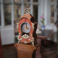 Load image into Gallery viewer, Geoffrey Wonnacott Working Burl Wood Clock with Pedestal Stand Gold-plated Accents