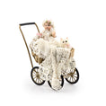Load image into Gallery viewer, Signed Wicker Baby Pram with Porcelain Infant Doll and Cat by Bridget McCarty