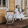 Load image into Gallery viewer, Signed Wicker Baby Pram with Porcelain Infant Doll and Cat by Bridget McCarty