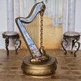 Load image into Gallery viewer, Antique Viennese Enamel & Gilt Bronze Miniature Harp Trinket Box, Austria