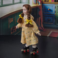 Load image into Gallery viewer, Porcelain Roller Skating Little Girl Dollhouse Doll with Leather Skates & Braids