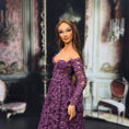 Load image into Gallery viewer, Lilac Lane Miniatures Edwardian or Modern Style Dollhouse Clay Doll in Plum Lace Gown
