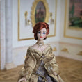 Load image into Gallery viewer, Victorian Porcelain Dollhouse Doll in Beige Silk Gown with Gorgeous Jewelry