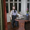 Load image into Gallery viewer, Porcelain Bearded Victorian Gentleman Dollhouse Doll Dad Father Wool Pants