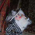 Load image into Gallery viewer, Mature Society Lady Dollhouse Doll With Faux Fox Stole & Eyelashes Artisan Clay Figure