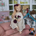 Load image into Gallery viewer, OOAK Clay Carol McBride Seated Little Girl Dollhouse Doll With Roses
