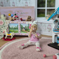 Load image into Gallery viewer, OOAK Hello Kitty Themed Seated Baby Girl Clay Infant Dollhouse Doll w Pacifier