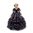 Load image into Gallery viewer, RESERVED SUSAN Beauty Dollhouse Doll Aubergine Silk Gown with Black Lace