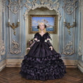 Load image into Gallery viewer, RESERVED SUSAN Beauty Dollhouse Doll Aubergine Silk Gown with Black Lace
