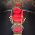 Load image into Gallery viewer, OOAK Miniature Koken Style Barber Chair By Ken Beyer Red Leather, Silver & Wood
