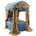 Load image into Gallery viewer, Simply Silk Miniatures Taupe & Blue Domed Canopy Bed with Tapestry Panels UK