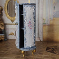 Load image into Gallery viewer, Blue Rococo Miniature Armoire Cabinet with Amber Inlays by Milun Mini Furniture Poland
