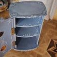 Load image into Gallery viewer, Blue Rococo Miniature Armoire Cabinet with Amber Inlays by Milun Mini Furniture Poland