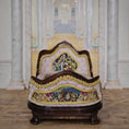 Load image into Gallery viewer, Pink & Gold Hand Carved Upholstered Rococo Style Miniature Bed with Petit Point