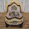 Load image into Gallery viewer, Pink & Gold Hand Carved Upholstered Rococo Style Miniature Bed with Petit Point