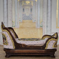 Load image into Gallery viewer, Pink & Gold Hand Carved Upholstered Rococo Style Miniature Bed with Petit Point